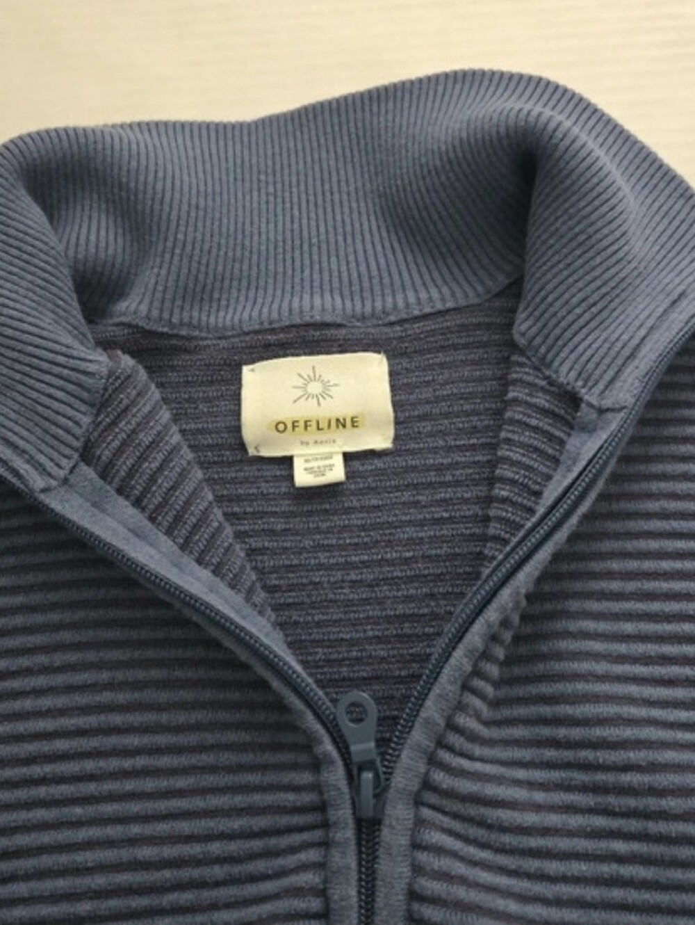OFFLINE by Aerie Blue Quarter-Zip Ribbed Knit Sweater Size XS - Picture 3 of 8